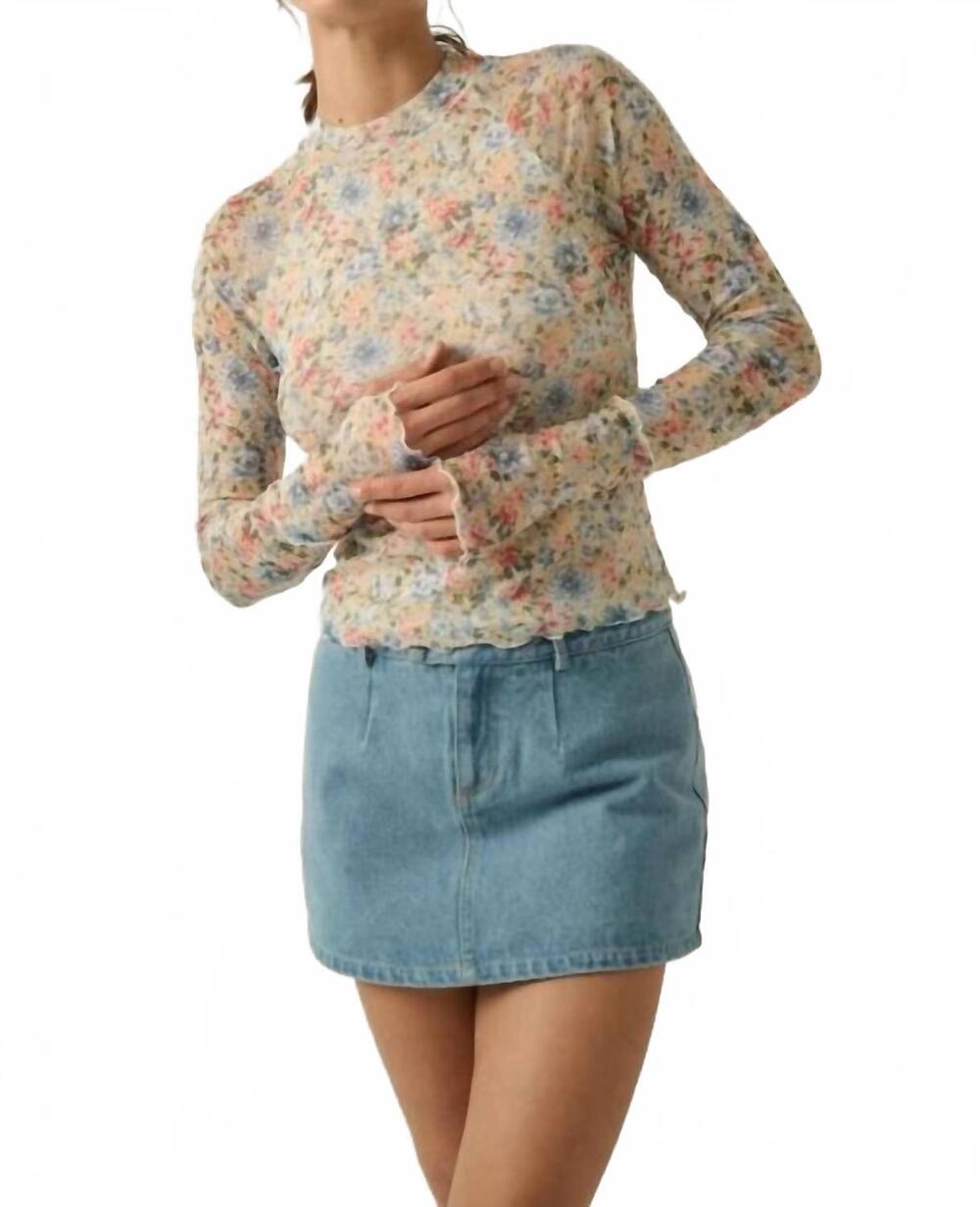 NEW PROMESA floral print mesh top in misted yellow